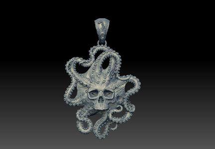 Octopus skull pendant cnc 3d model