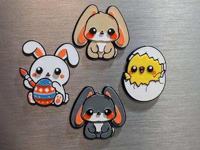 Cute Easter Magnets - Bunnies & Chick - Layered