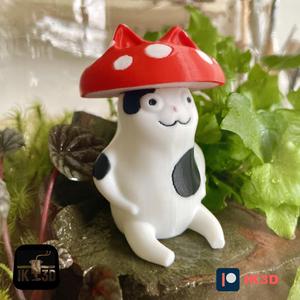 CUTE CAT WITH MUSHROOM HAT - NO SUPPORTS