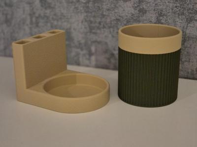 Toothbrush holder with cup