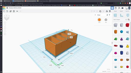 Olympus Battery Holder for Gridfinity