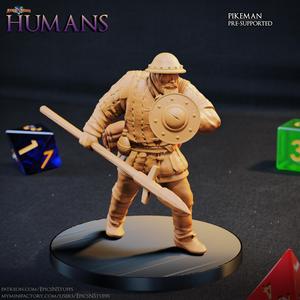 Human Pikeman 1A Miniature - Pre-Supported