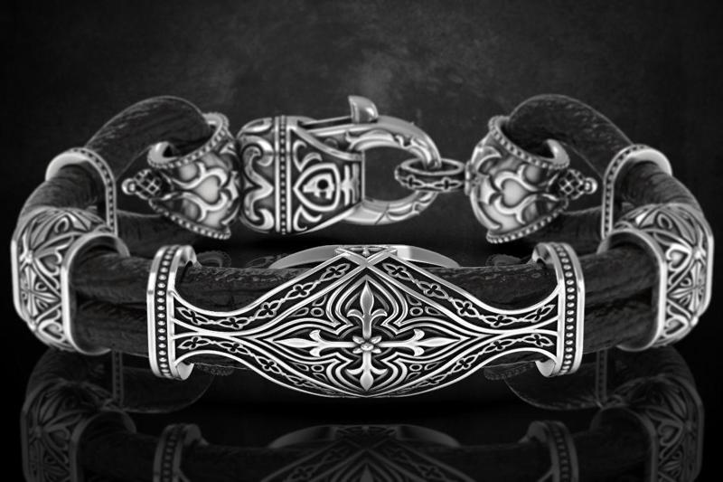 Stylish antique bracelet with patterns cross 387