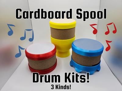 Cardboard Spool Drum Kit Attachments - 3 kinds!