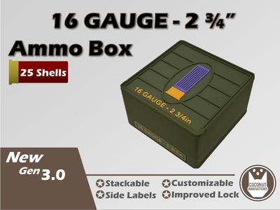 Ammo Storage Box 16 Gauge 2-3/4 in 25 Shells / Rnd