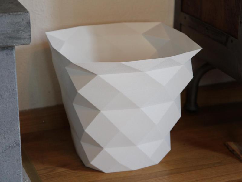 Faceted Low-Poly Wastebasket  Modern Design H2D