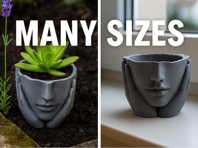 Planter Head Face STL – 3D Printed Planter
