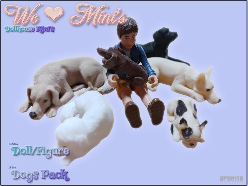 Dollhouse - Figures / Dolls Dogs Pack 1:18 1:12