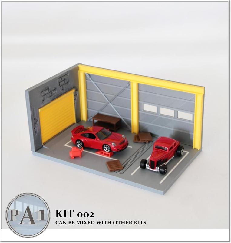 MINI GARAGE DIORAMA FOR 1/64 SCALE DIECASTS - MODEL 002