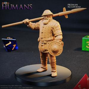 Human Pikeman 1C Miniature - Pre-Supported
