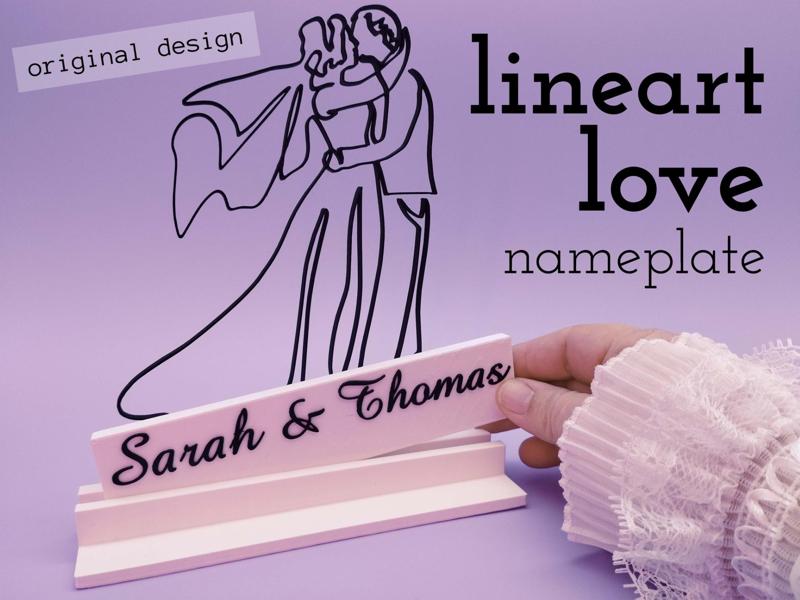 customizable Lineart Wedding name plate