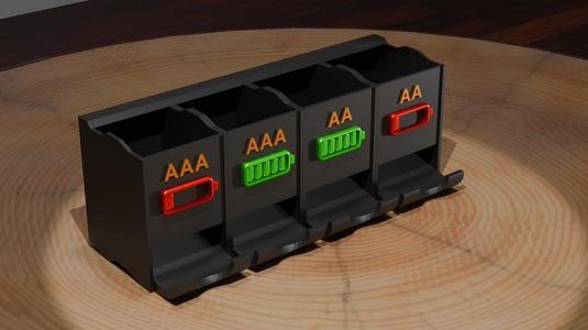 Battery Dispenser - AA & AAA - With Battery Status Signs