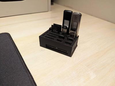 Holder for USB, SD, Micro SD + Plexgear card reader
