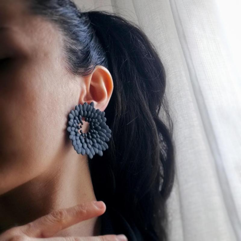 Futuristic Flower Stud Earring