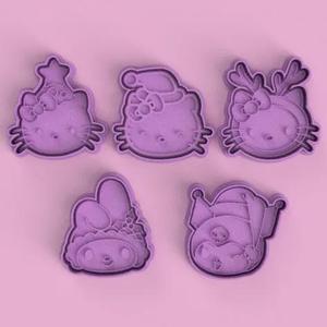 CORTANTES + ESTAMPAS HELLO KITTY - KUROMI - MY MELODY FELIZ NAVIDAD / MERRY CHRISTMAS CUTTERS + STAMPS