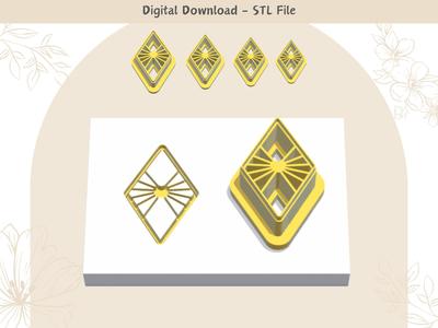 Diamond Heart Clay Cutter for Polymer Clay | Digital STL File | Clay Tools | 4 Sizes Summer Clay Cut