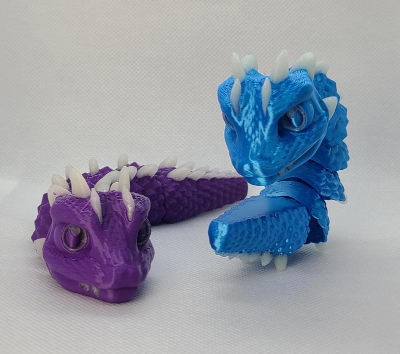Baby Basilisk (Short) Pre-Painted Bambu 3MF - Articulated Snap-Flex Fidget 