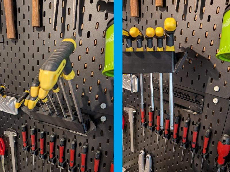 T-handle wrench holder wallmount/skadis removable