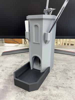 Basic dice tower with mini storage! Print in place!