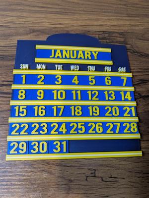 Calendar Board with Sliding Months and Days