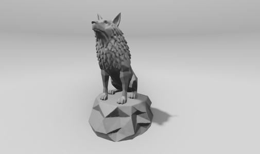 Low poly Wolf on a stone
