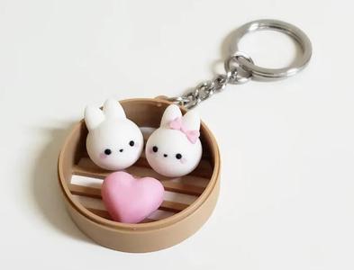 Bunny Bun Fidget Keychain (Dim Sum) - Valentine