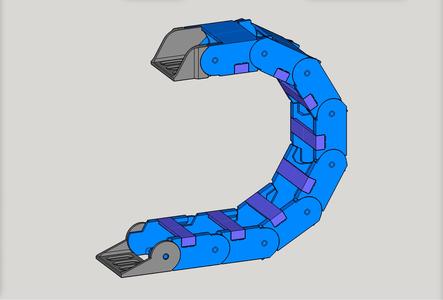 Drag Chain for CNC, two-piece, snap-open, 20mm x 40mm, 64mm radius (v1.13)