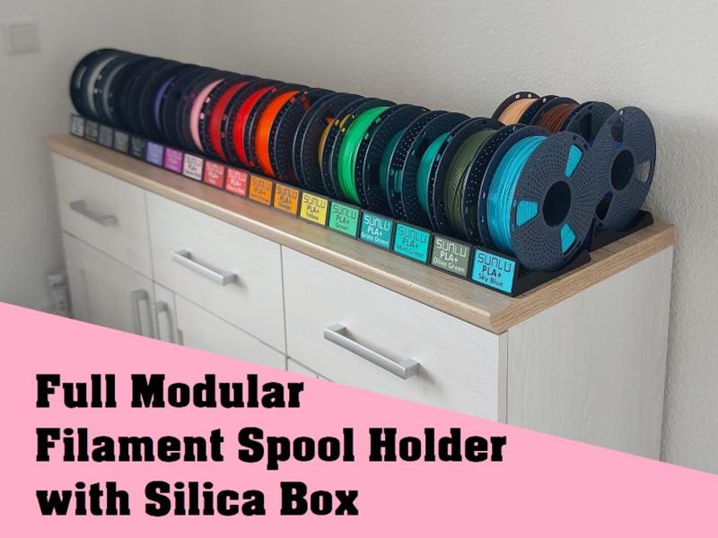 Fully Modular Filament Spool Holder + Silica Box