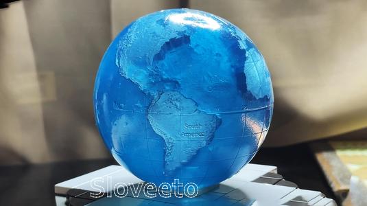 Transparent World Globe with Labeled Continents Oceans and coordinates - Movable, Perfect for SLA 3D Printing and Educational Decor