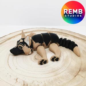 Flexi German Shepherd Remb Studios, STL file for 3D printing, STL print files, Print in Place