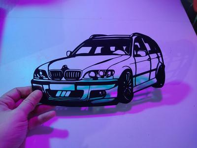 Bmw e46 touring 2d wallart, silhouette