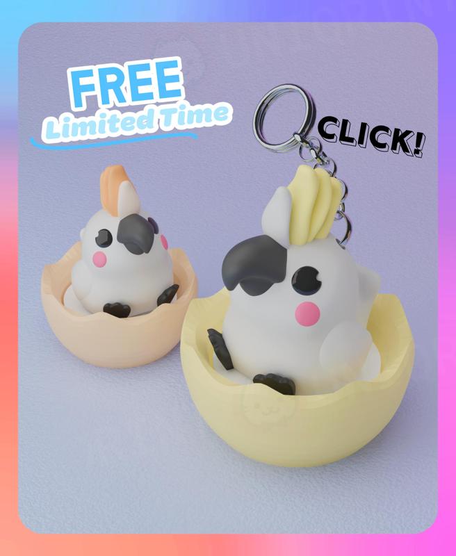Cockatoo Parrot Clicker & Keychain (Single Color)