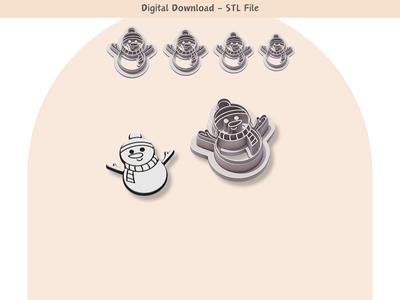 Christmas Snowman Clay Cutter for Polymer Clay | Digital STL File | Clay Tools | 4 Sizes