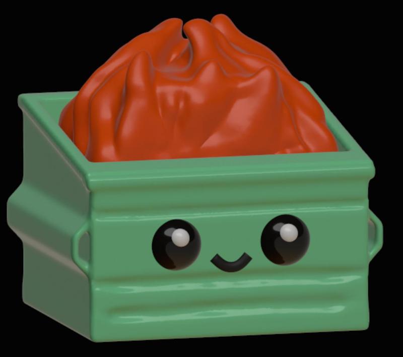 Happy Dumpster Fire Clicky Fidget and Keychain