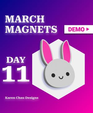 March Magnets - Day 11 #marchmagnets | Kawaii Bunny (w/ optional magnet hole) | Cute Easter Bunny