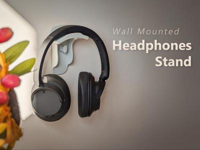 Wall Mounted Headphones Stand (w/cable hooks)