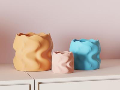 Plant pot. Sculpted clay like planter