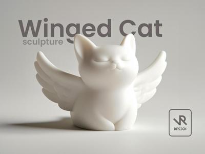 Winged Cat Sculpture