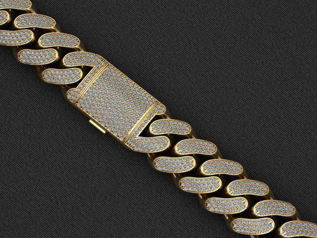 20 MM MIAMI CUBAN LINK CHAIN 3 ROWS DIAMOND BRACELET NECKLACE