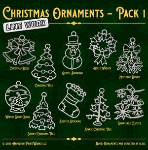 Christmas Line Work Ornaments - Pack 1 | Holiday Decorations