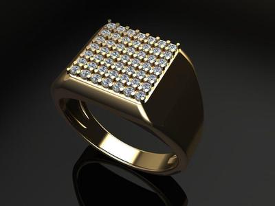 Square Signet Diamond Cluster Ring Band Mix Size