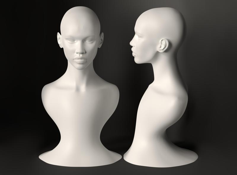 Woman bust realistic head