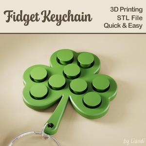 Shamrock STL Fidget Keychain for St Patricks Day - 3D Print File, Stress Toy Keyring, Digital Download for Commercial Use