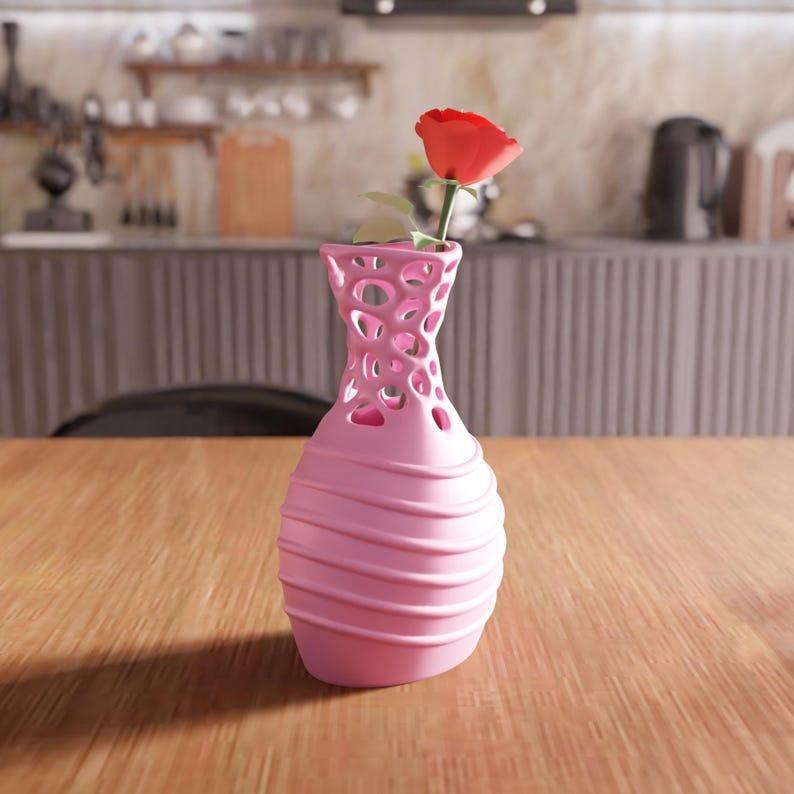 3D Modern Wireframe Vase STL File - Unique Flower Vase for Home Decor, Indoor Desk Accent, Cute Minimalist 3D Print File