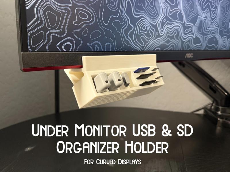 Under Monitor USB & SD Organizer Holder | Curved