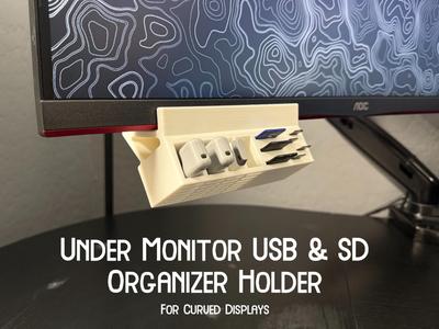 Under Monitor USB & SD Organizer Holder | Curved