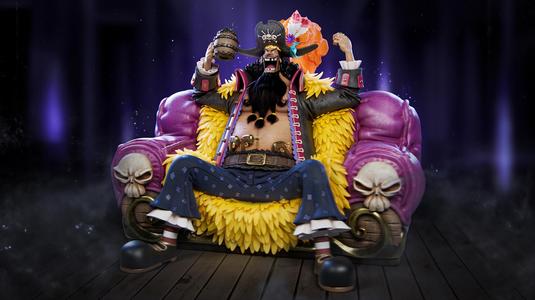One Piece Anime Blackbeard Marshall D Teach with Throne STL 3D print model