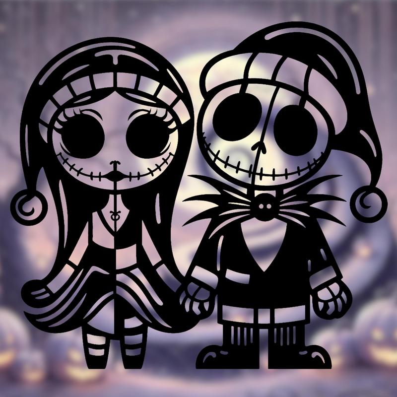 Jack and Sally Skellington as Santa Claus - Christmas Wall Art