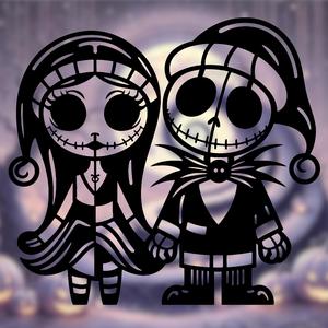 Jack and Sally Skellington as Santa Claus - Christmas Wall Art