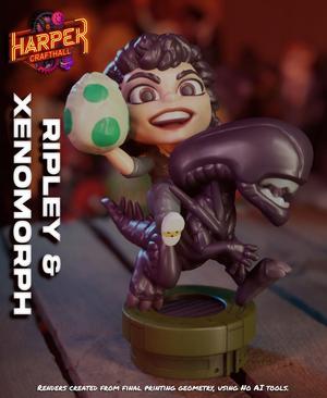 Lil Ripley and Xenomorph - Collectible Alien SciFi Fanart Figure